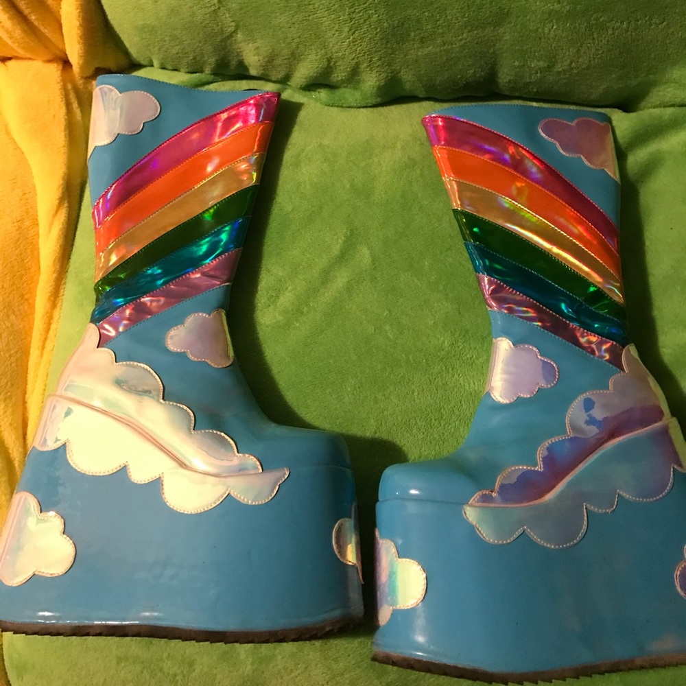 Rainbow Dolls Kill Current Mood Platform Boots - image 1